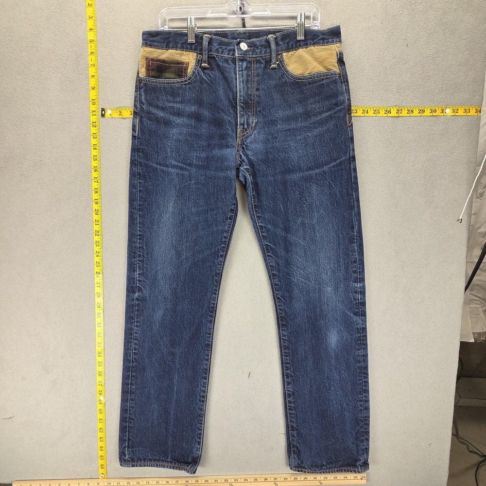Levis 504 Jeans Mens 34x32 Blue Straight Zip Fly Blanket Lined Insulated